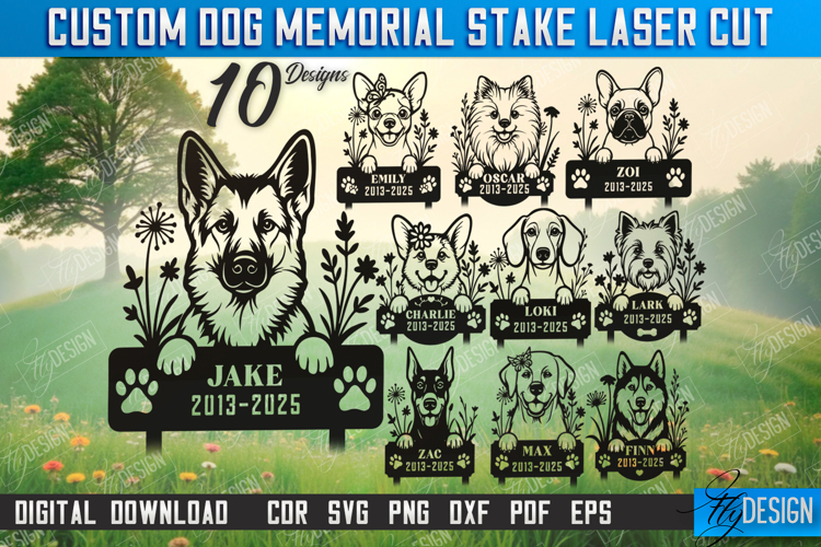 Custom Dog Memorial Garden Stake Laser Cut Bundle, Pets SVG