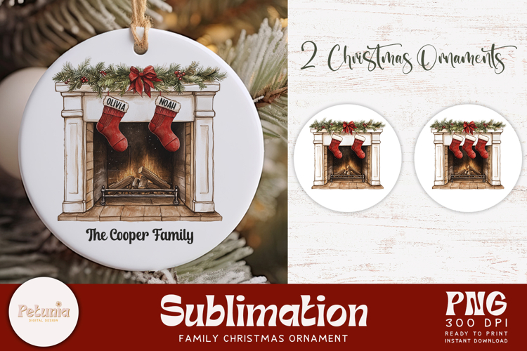 Family Stocking Christmas Ornament PNG | Christmas Ornaments