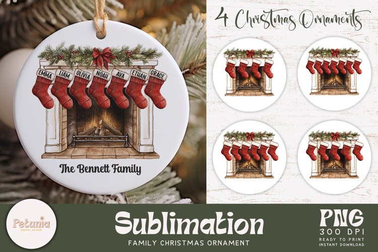 Family Stocking Christmas Ornament PNG | Christmas Ornaments