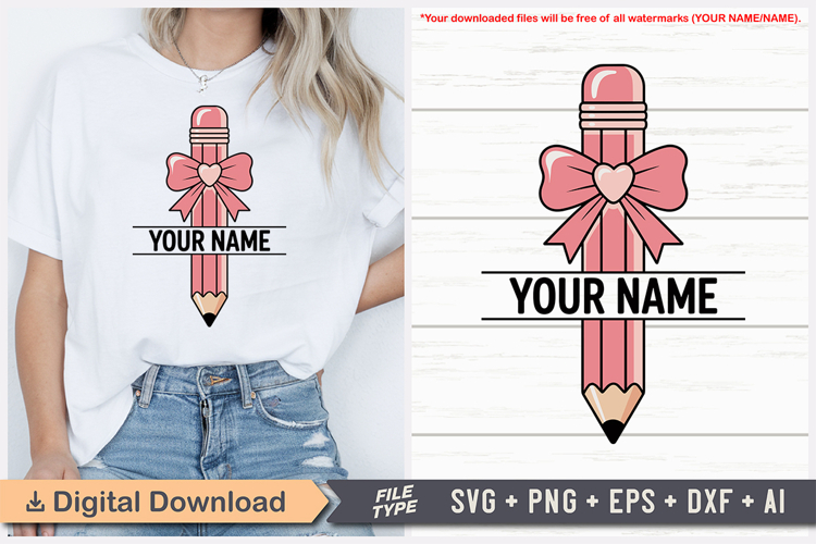 Custom Pencil Name Label SVG | Back to School Name Tag