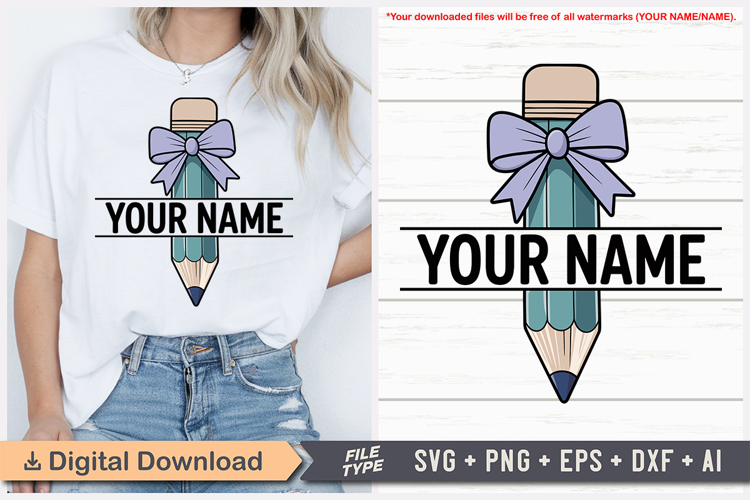 Custom Pencil Name Tag SVG | Back to School Name Tag