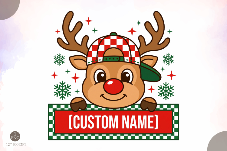 Custom Reindeer Baby Boy Christmas PNG,Personalized