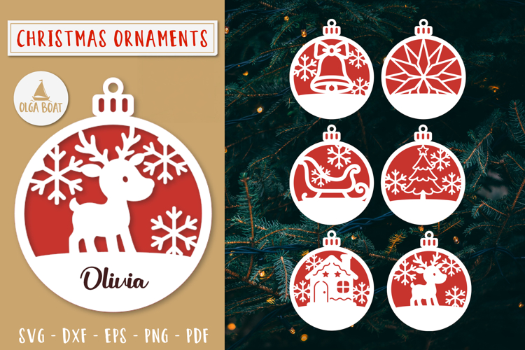 Custom Reindeer Christmas Ornament SVG Laser cut