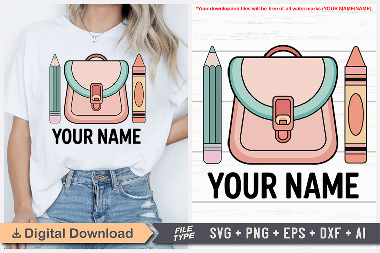 Custom School Bag Name Label SVG | Back to School Name Tag