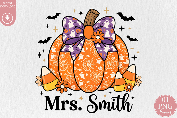 Custom Teacher Halloween Pumpkin Sublimation PNG