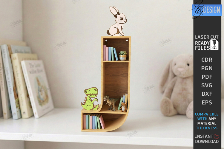 Wooden Letter Bookshelf Laser Cut | Wall Shelf | Home Decor