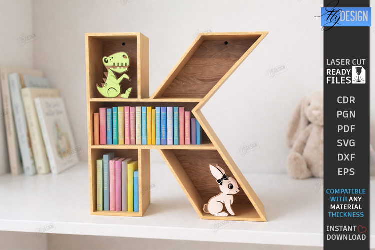 Wooden Letter Bookshelf Laser Cut | Wall Shelf | Home Decor