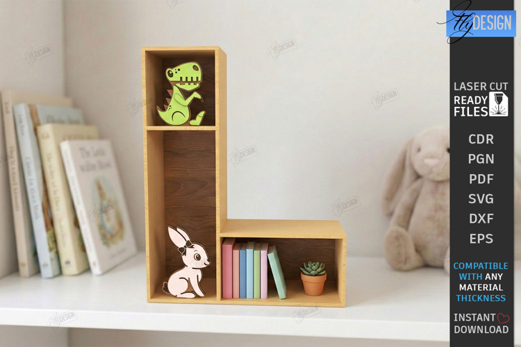 Wooden Letter Bookshelf Laser Cut | Wall Shelf | Home Decor
