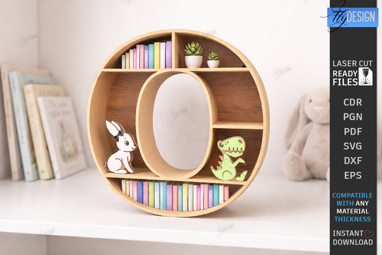 Wooden Letter Bookshelf Laser Cut | Wall Shelf | Home Decor
