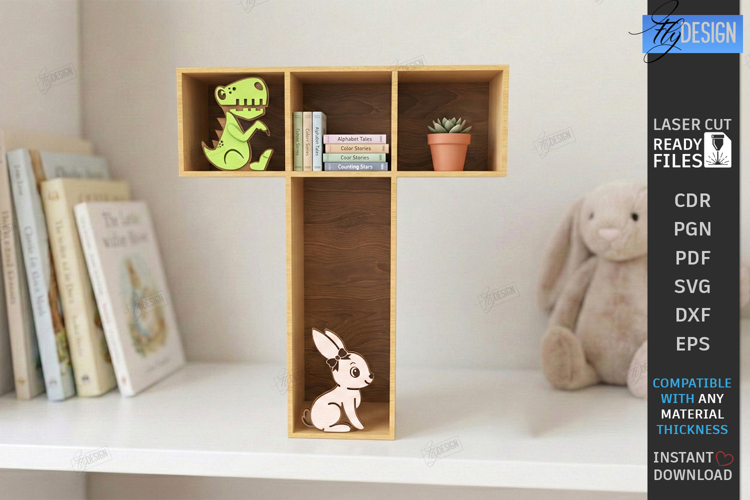 Wooden Letter Bookshelf Laser Cut | Wall Shelf | Home Decor