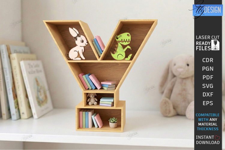 Wooden Letter Bookshelf Laser Cut | Wall Shelf | Home Decor