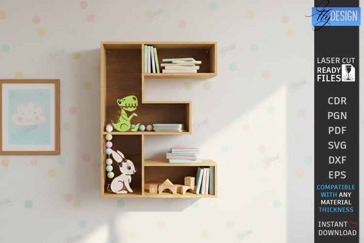 Wooden Letter Bookshelf Laser Cut | Wall Shelf | Home Decor