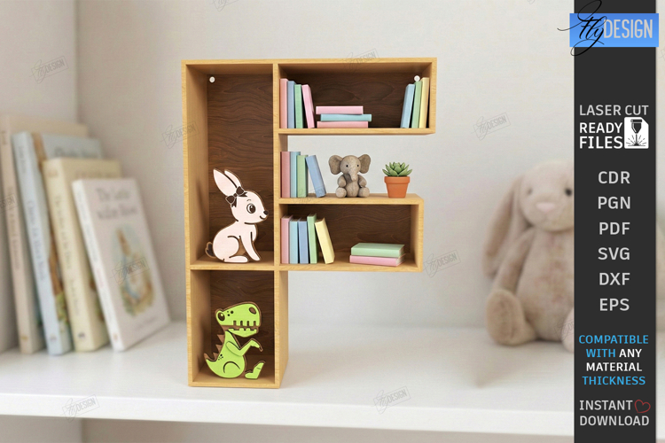 Wooden Letter Bookshelf Laser Cut | Wall Shelf | Home Decor