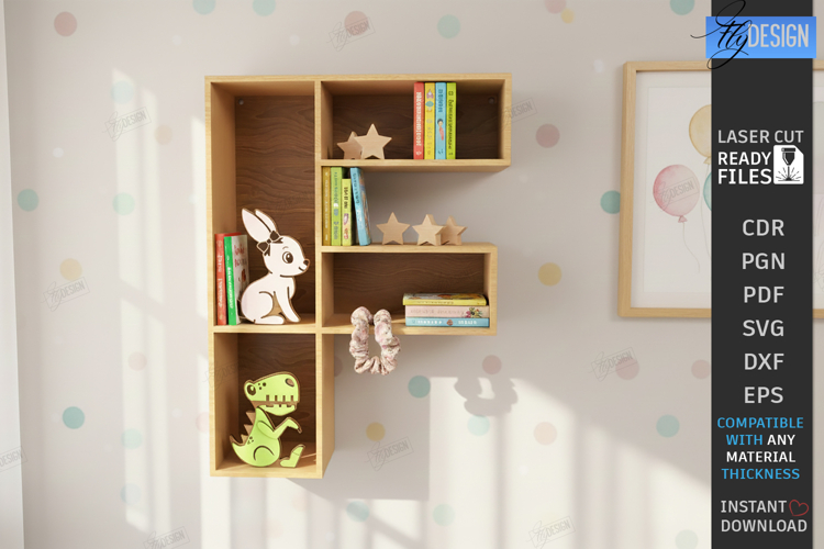 Wooden Letter Bookshelf Laser Cut | Wall Shelf | Home Decor