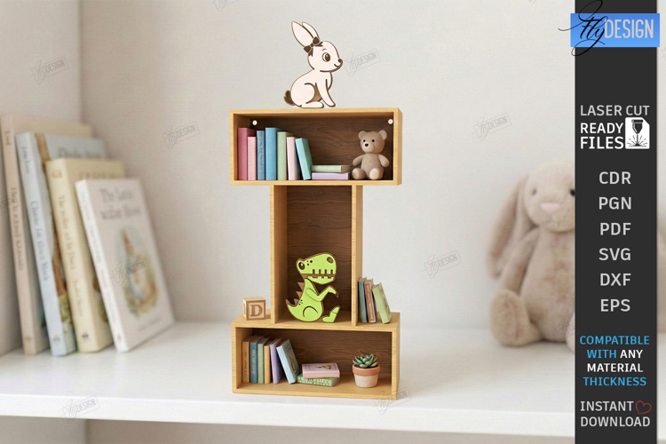 Wooden Letter Bookshelf Laser Cut | Wall Shelf | Home Decor