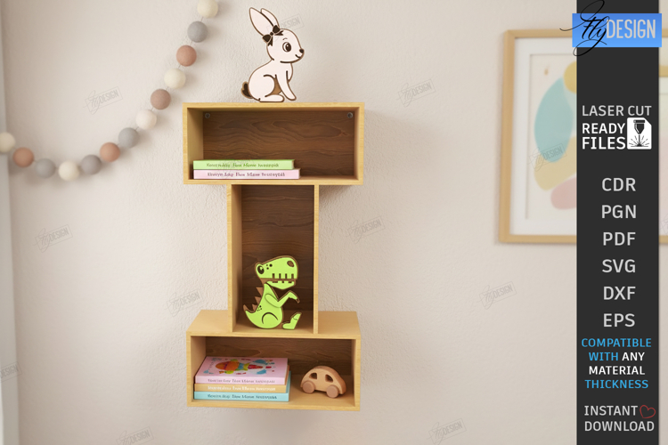 Wooden Letter Bookshelf Laser Cut | Wall Shelf | Home Decor