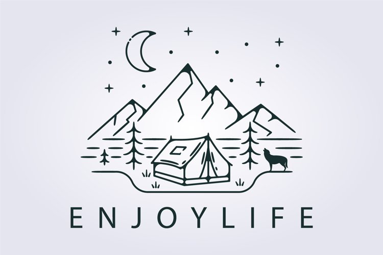 simple life minimal adventure camp logo vector illustration