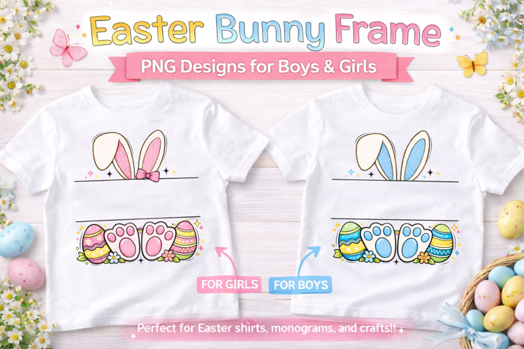 Easter Bunny Frame, Easter Sublimation, Bunny Ears PNG