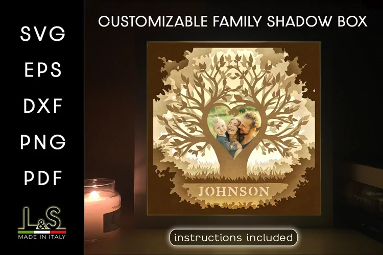 Family Tree Shadow Box | Personalized Picture Frame Svg