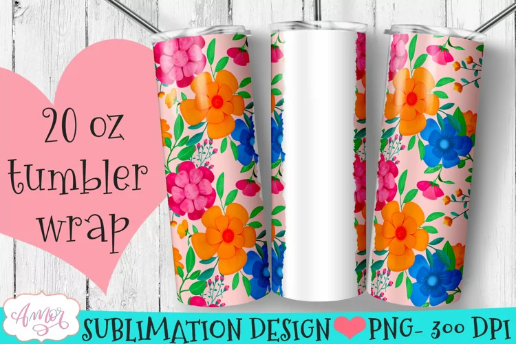 Seamless floral tumbler wrap for sublimation customizable
