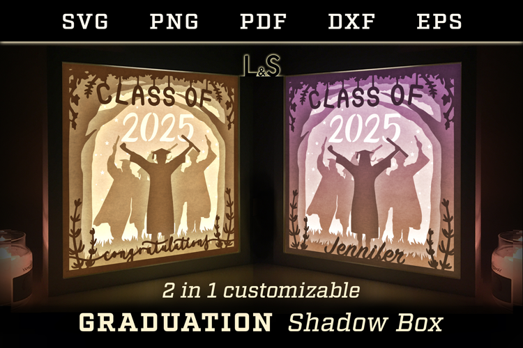 Customizable Graduation Shadow Box | Lightbox Svg