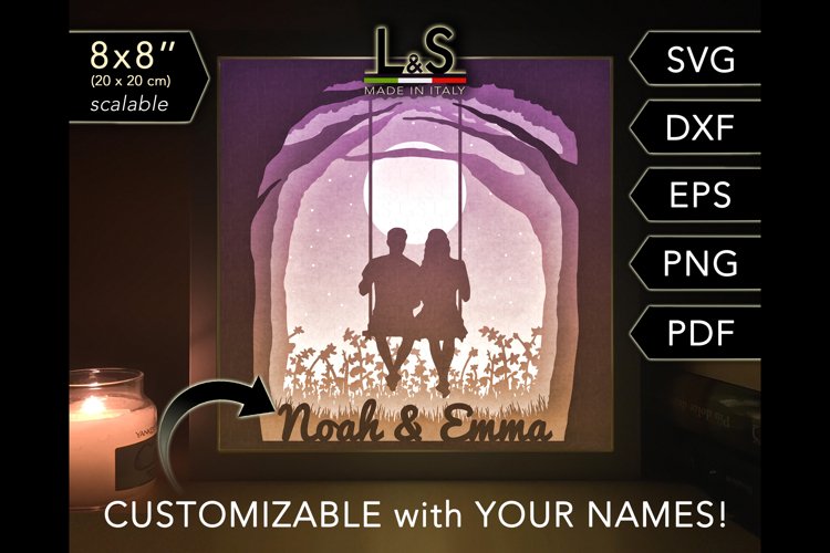 Customizable Love Light Box Template, Wedding Shadow Box svg