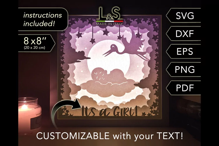 Baby Shadow Box | 3D Paper Cut Light Box