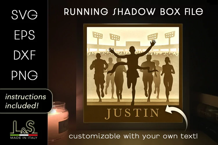 Customizable Running Shadow Box Svg Design | Lightbox Svg