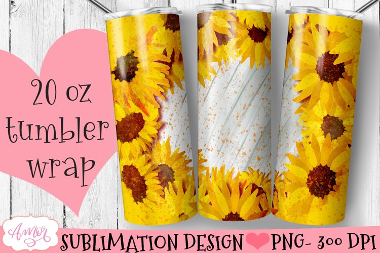 Customizable sunflower design for 20oz tumbler sublimation example image 1