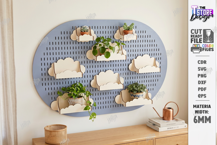 Modular Wooden Pegboard Wall Plant Organizer Laser Cut | CNC