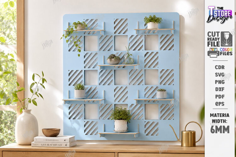 Modular Wooden Pegboard Wall Plant Organizer Laser Cut | CNC example image 1
