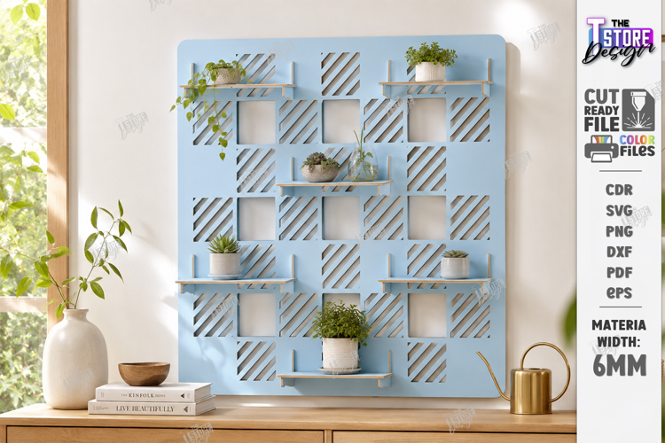 Modular Wooden Pegboard Wall Plant Organizer Laser Cut | CNC