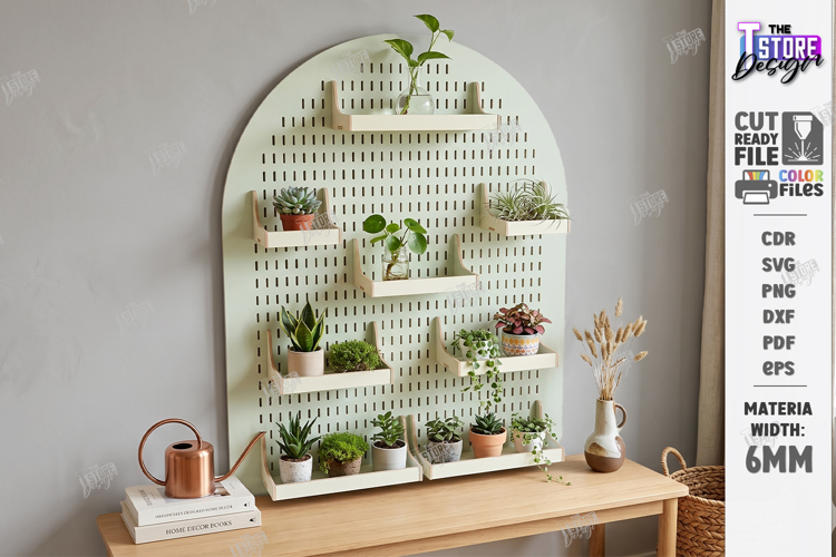 Modular Wooden Pegboard Wall Plant Organizer Laser Cut | CNC