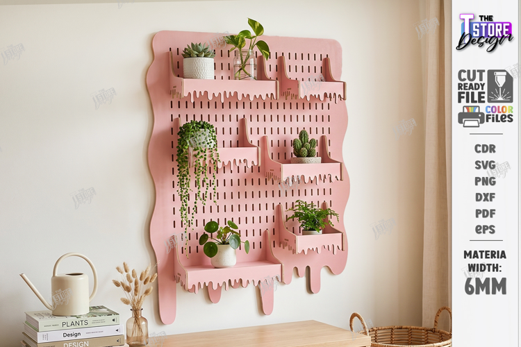 Modular Wooden Pegboard Wall Plant Organizer Laser Cut | CNC