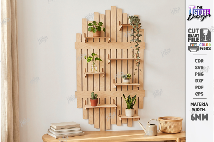 Modular Wooden Pegboard Wall Plant Organizer Laser Cut | CNC