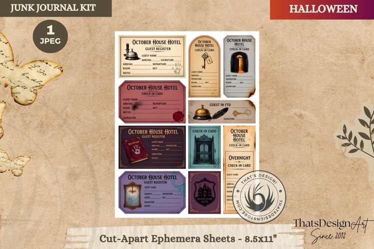 Haunted House Halloween Junk Journal Cut-Apart Ephemeras
