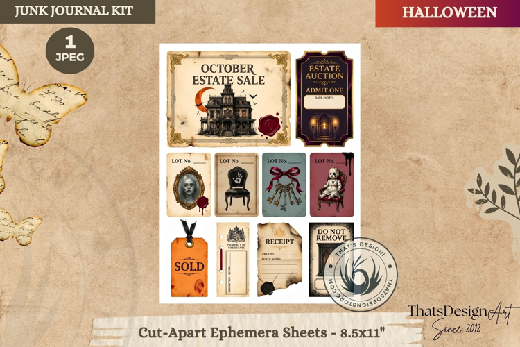 Haunted House Halloween Junk Journal Cut-Apart Ephemeras