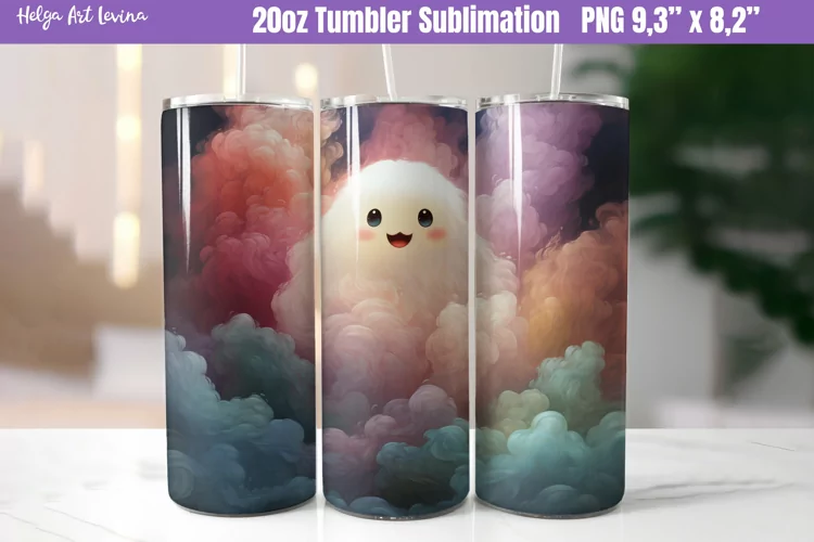 Halloween 20 OZ Skinny Tumbler Sublimation |Cute ghost PNG