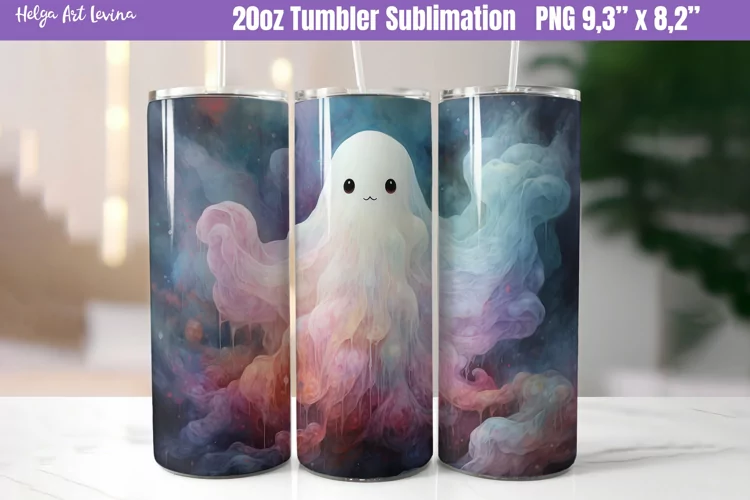 Halloween 20 OZ Skinny Tumbler Sublimation |Cute ghost PNG