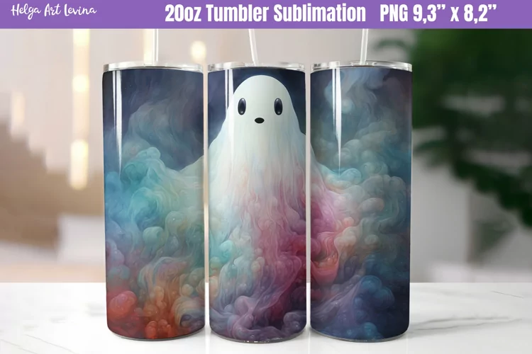Halloween 20 OZ Skinny Tumbler Sublimation |Cute ghost PNG