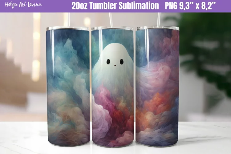 Halloween 20 OZ Skinny Tumbler Sublimation |Cute ghost PNG