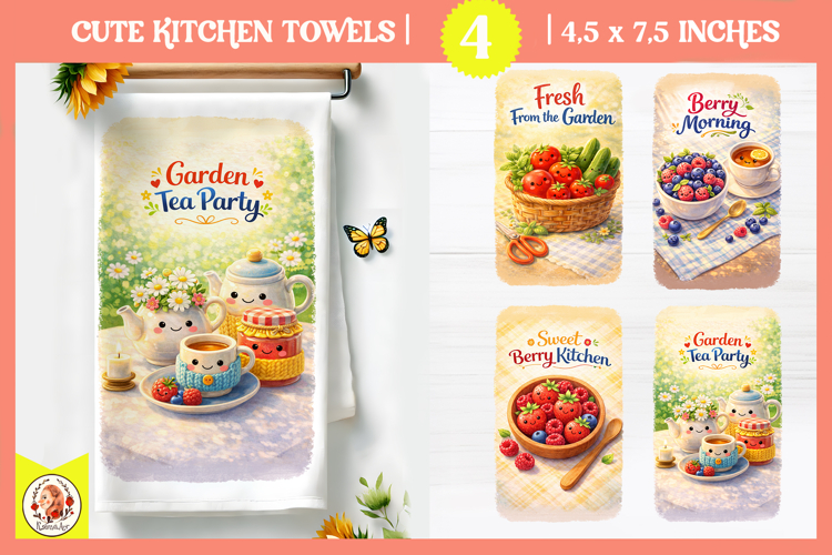 Cute Kawaii Summer Kitchen Towels Sublimation