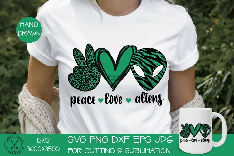 Alien Sublimation Design|Peace Love Aliens PNG