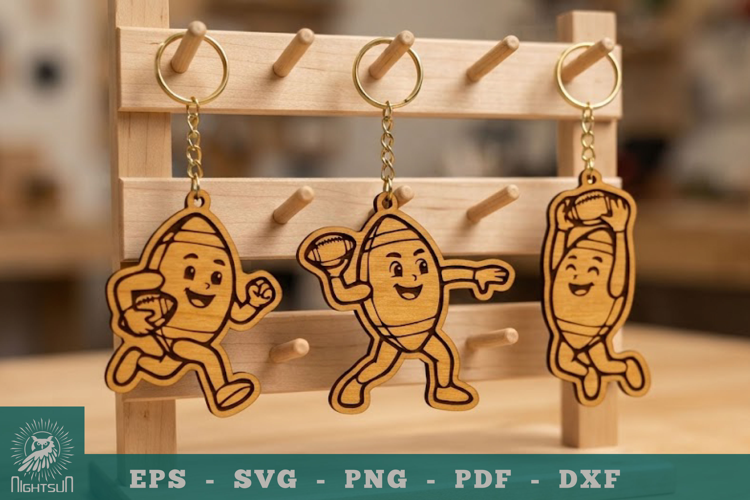 Cute American Football Lasercut Keychain