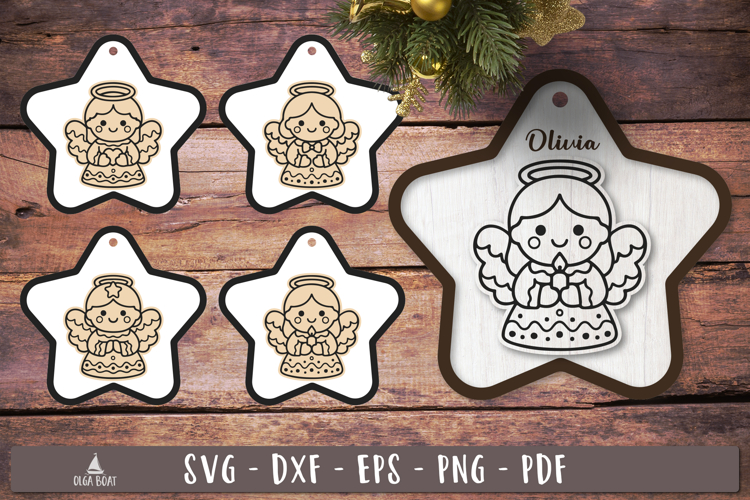 Cute Angel Ornament SVG Gingerbread Christmas SVG