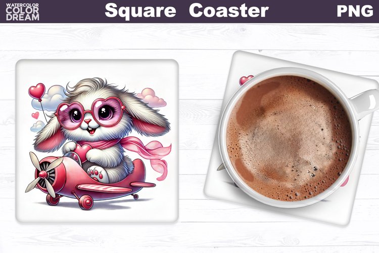 Bunny Heart Square Coaster | Mothers Day Square Coaster