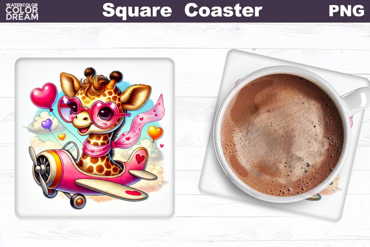 Giraffe Heart Square Coaster | Mothers Day Square Coaster