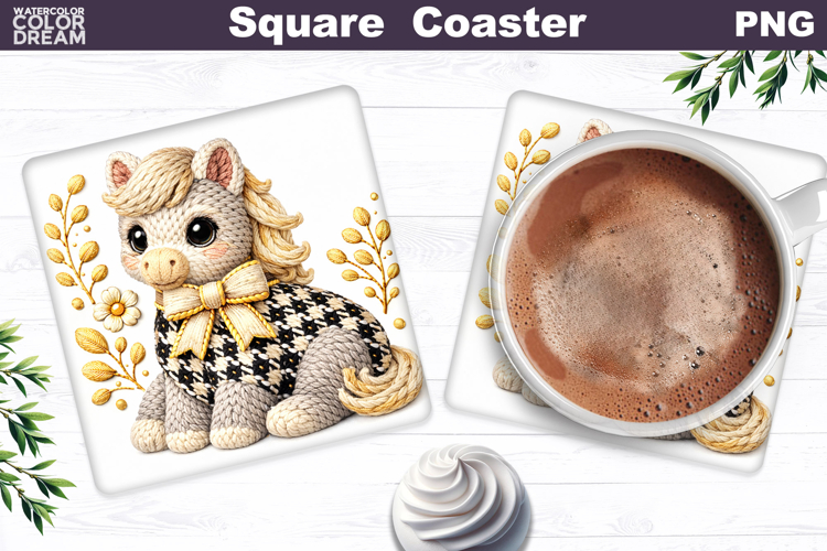 Horse Square Coaster | Spring Animal Sublimation