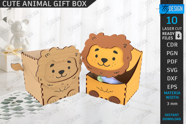 Kids Gift Box Laser Cut|Candy Box|Mini Box|Cute Animals SVG