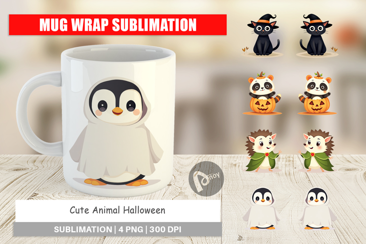 Mug Wrap Cute Halloween Animals